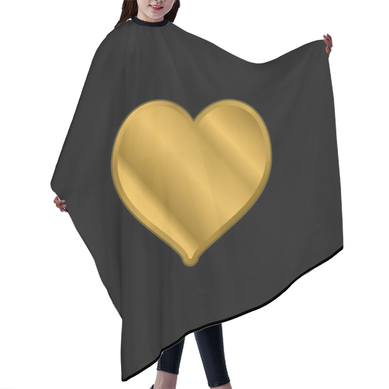 Personality  Black Heart Shaped Gold Plated Metalic Icon Or Logo Vector Hair Cutting Cape