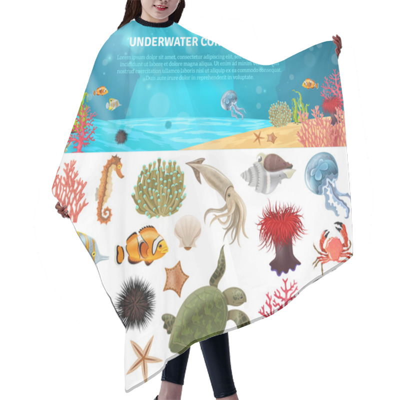 Personality  Sea Life Constructor Isolated Icons Set Hair Cutting Cape