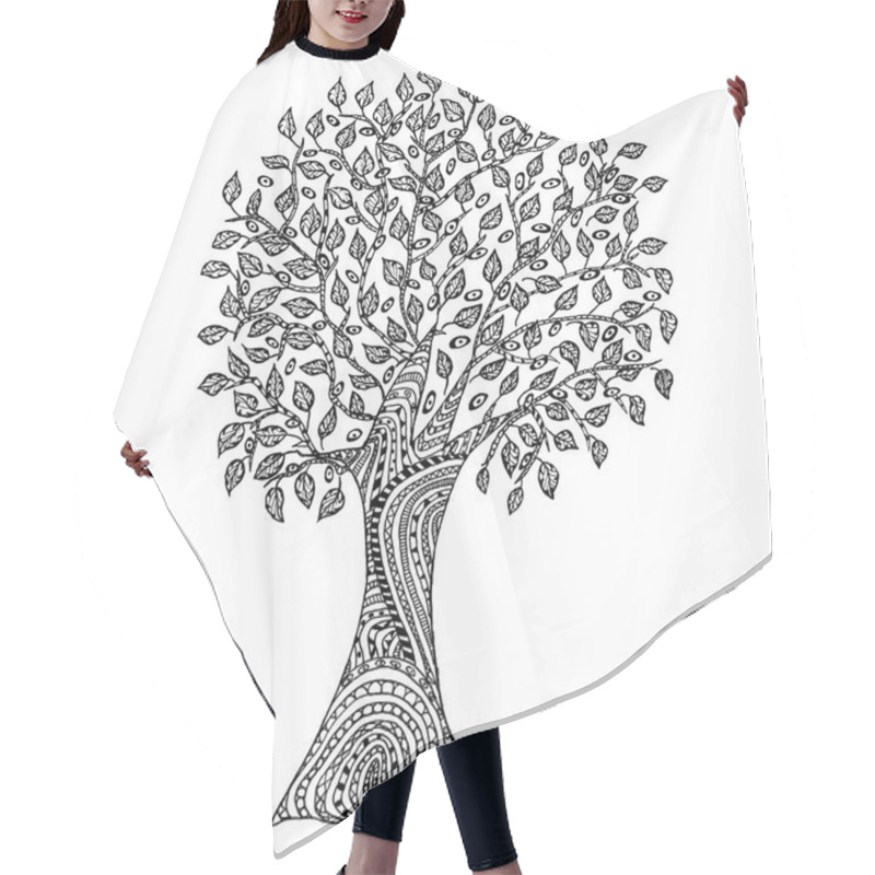 Personality  Hand Drawn Tree With Pattern Hair Cutting Cape