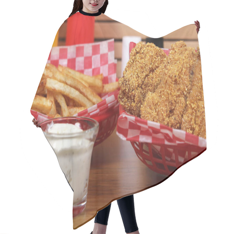 Personality  Fried Catfish With Tartar Sauce And French Fries Hair Cutting Cape