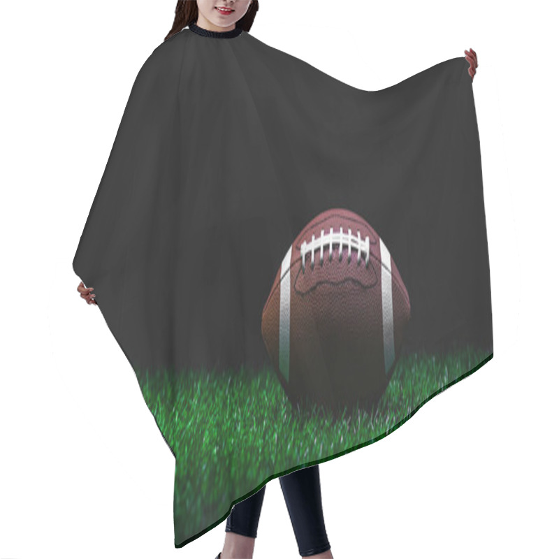 Personality  American Football On Green Grass, On Black Background. Horizontal Sport Theme Poster, Greeting Cards, Headers, Website And Ap Hair Cutting Cape