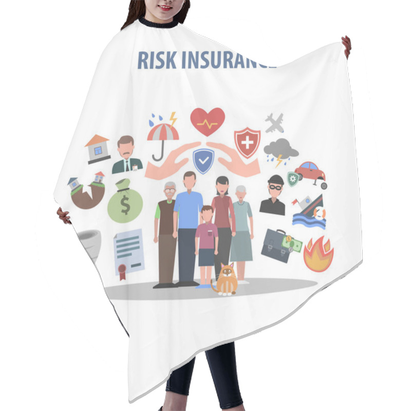 Personality  Insurance Concept Flat Hair Cutting Cape