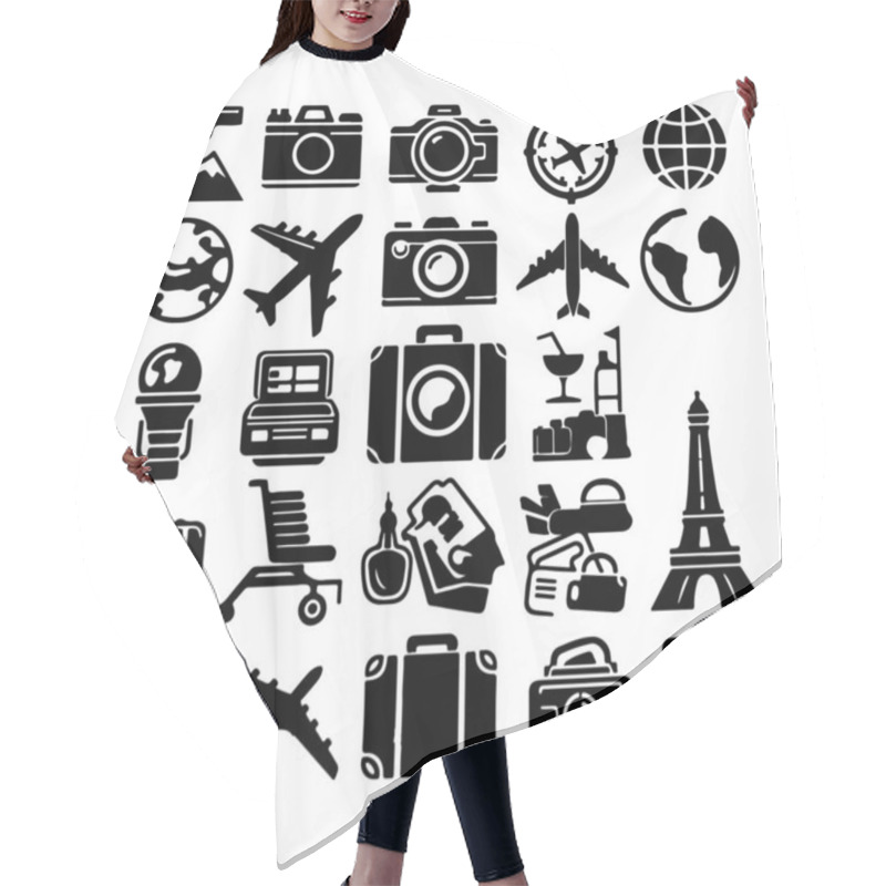 Personality  Traveling Icon Silhouette Vector Design Hair Cutting Cape