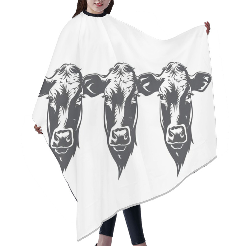 Personality  Three Black And White Cow Heads Exhibit A Rustic, Charming Simplicity In This Artistic Design. Hair Cutting Cape