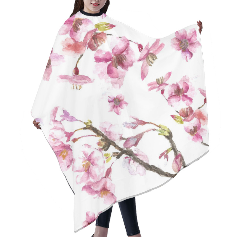 Personality  Hand Drawn Cherry Blossoms Seamless Pattern. Hair Cutting Cape