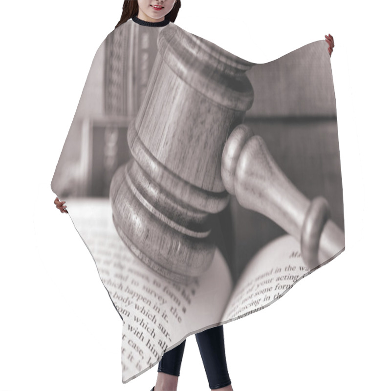 Personality  Wooden Gavel Atop Literature Hair Cutting Cape