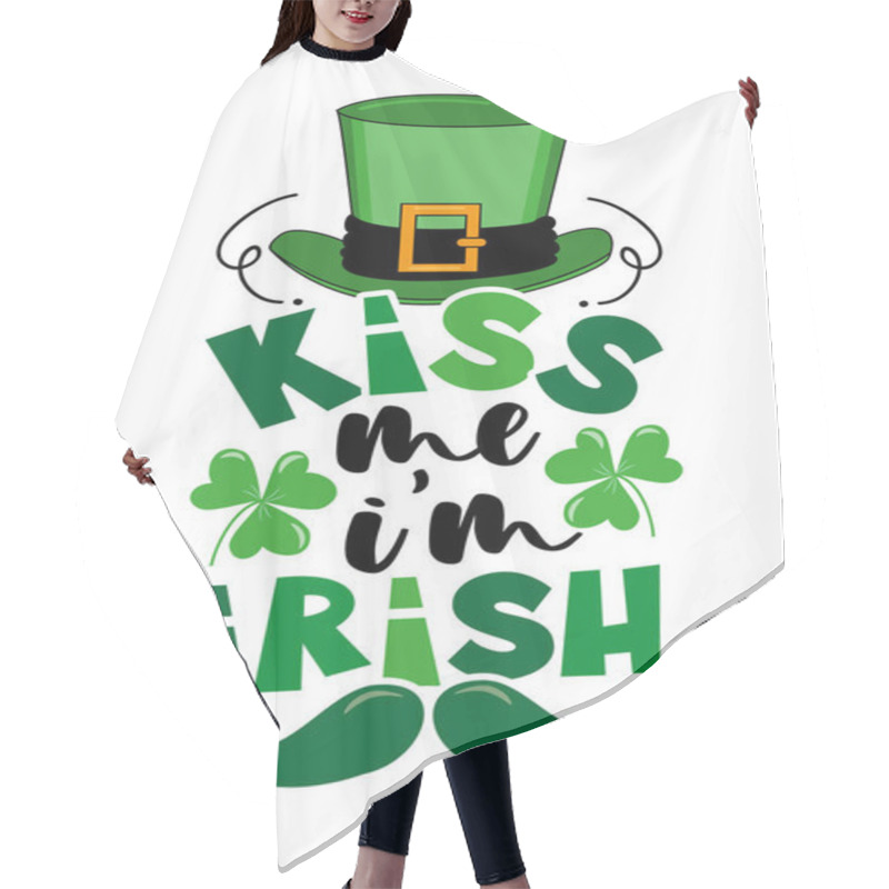 Personality  Kiss Mee I'm Irish - Funny Slogan With Mustache, Hat, And Clover Leaf. Good For T Shirt Pirnt, Poster, Card, Label And Other Decoration For St. Patrick's Day. Hair Cutting Cape