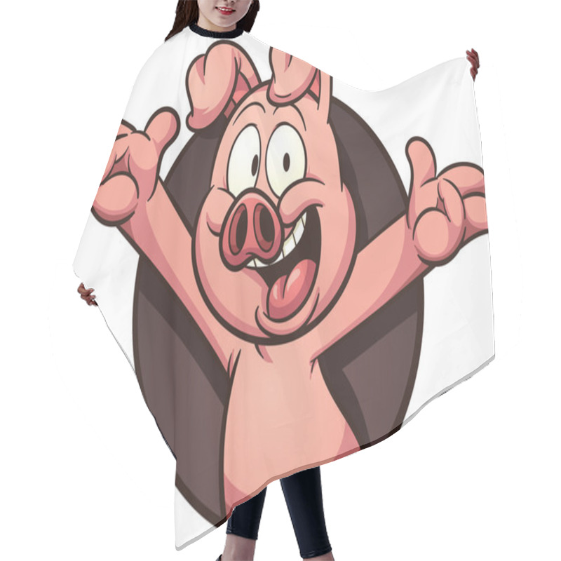 Personality  Cartoon Pig Coming Out Of Hole Hair Cutting Cape