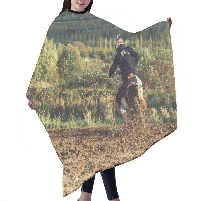 Personality  Motocross MX Rider Riding On Dirt Track Hair Cutting Cape