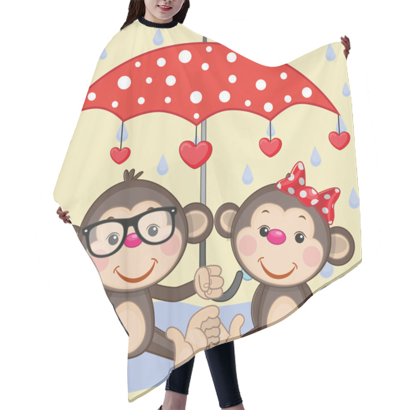 Personality  Two Monkeys With Umbrella Hair Cutting Cape