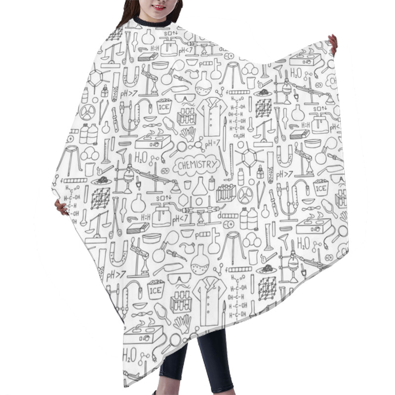 Personality  Chemistry Doodle Seamless Pattern Hair Cutting Cape