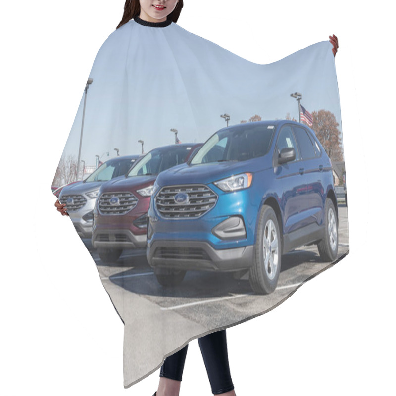 Personality  Fishers - Circa November 2021: Ford Edge SUV Display At A Dealership. Ford Sells Traditional Gasoline, Electric And Hybrid SUV Models. Hair Cutting Cape