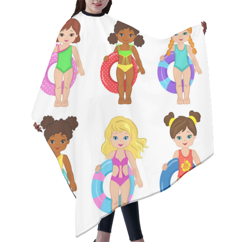 Personality  Children's Pool Party Isolated On Background. Vector Illustration. Hair Cutting Cape