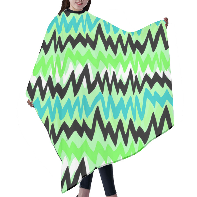 Personality  Striped Hand Drawn Pattern With Zigzag Lines Hair Cutting Cape