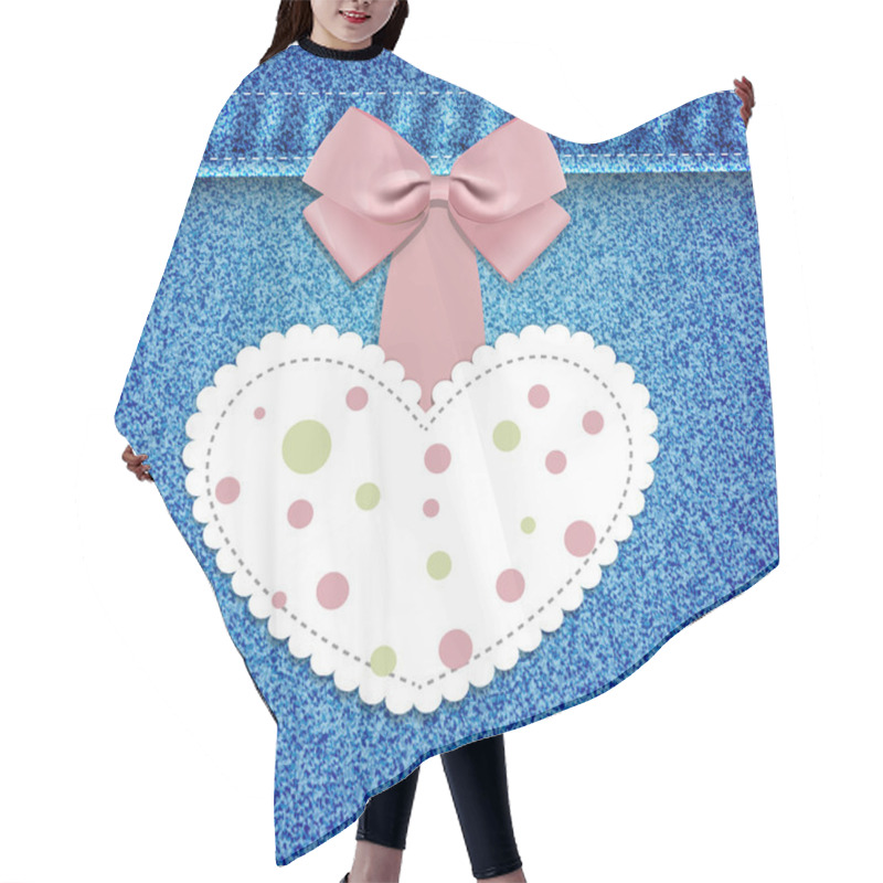 Personality  Heart With Lace On Denim Background. Vector Hair Cutting Cape