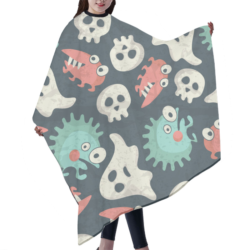 Personality  Halloween Seamless Pattern With Spooky Monsters, Ghosts And Skulls Hair Cutting Cape