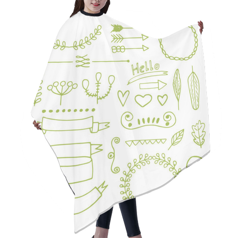 Personality  Doodle Hand Drawn Design Elements Hair Cutting Cape