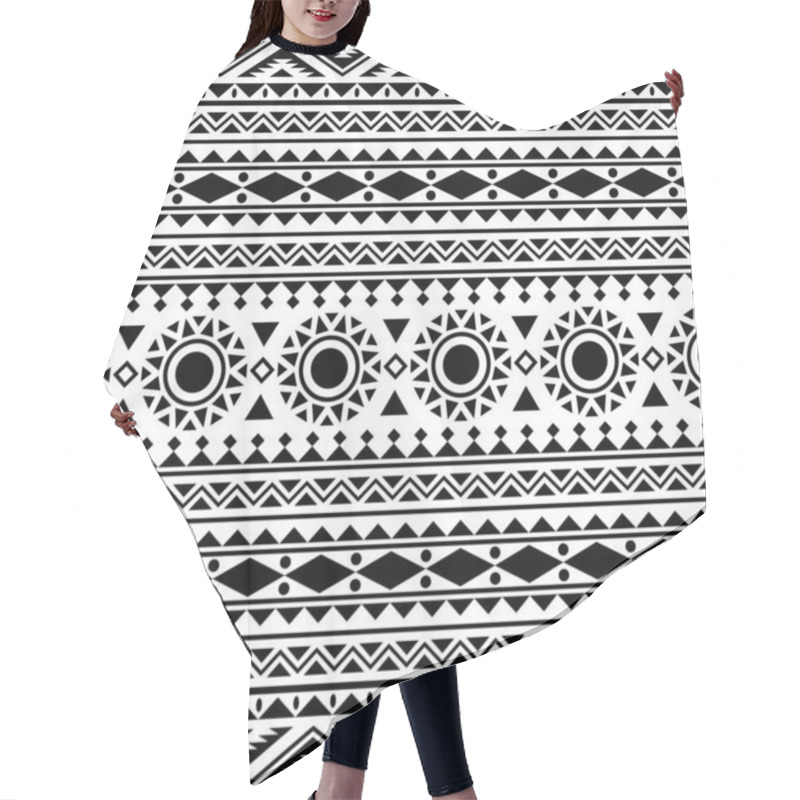 Personality  Aztec Seamless Ethnic Pattern Illustration Vector With Tribal Design In Black And White Color Hair Cutting Cape