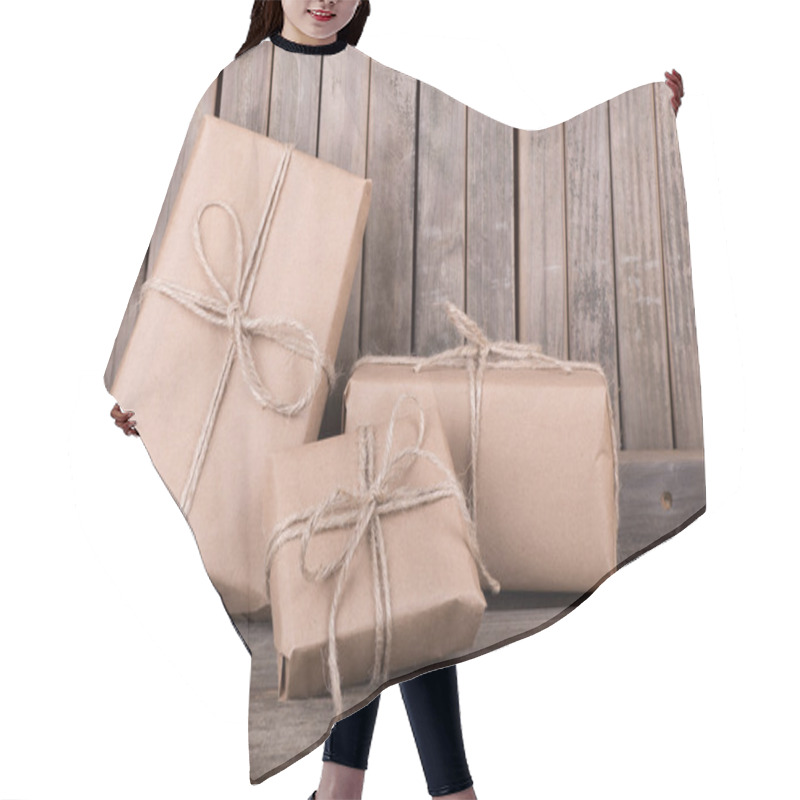 Personality  Three Brown Packages Hair Cutting Cape