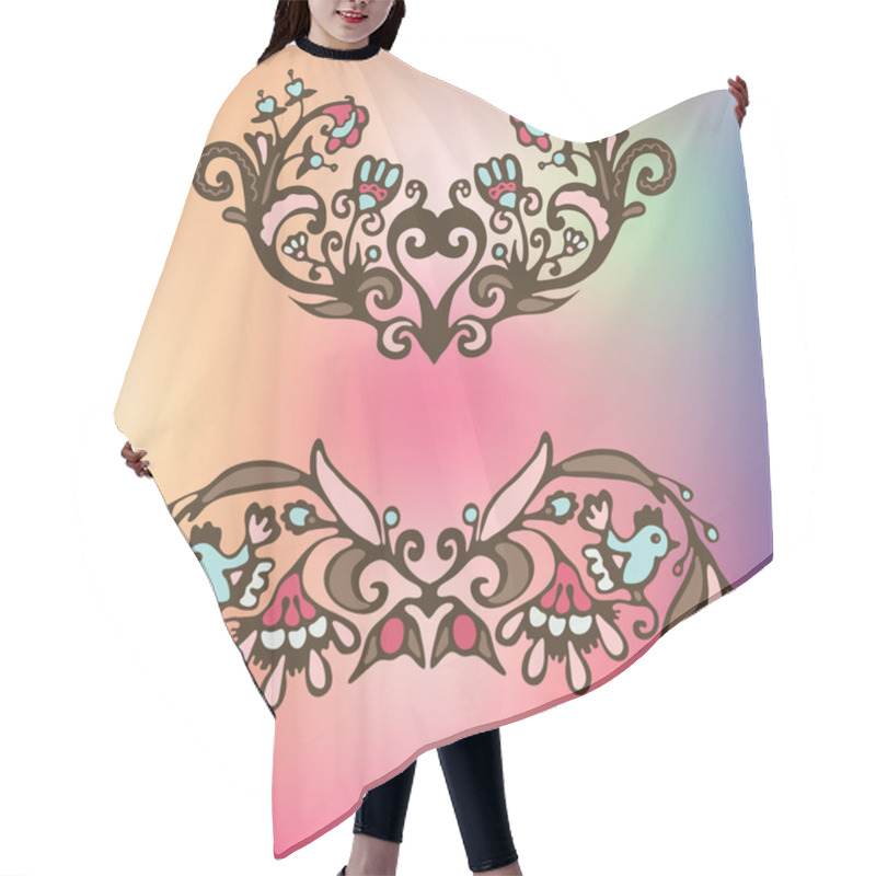 Personality  Vector Cute Flower Birds Frame Hair Cutting Cape