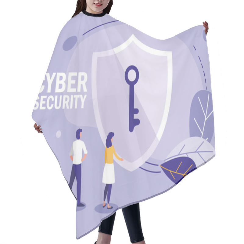 Personality  Mini Couple And Shield With Key Isolated Icon Hair Cutting Cape