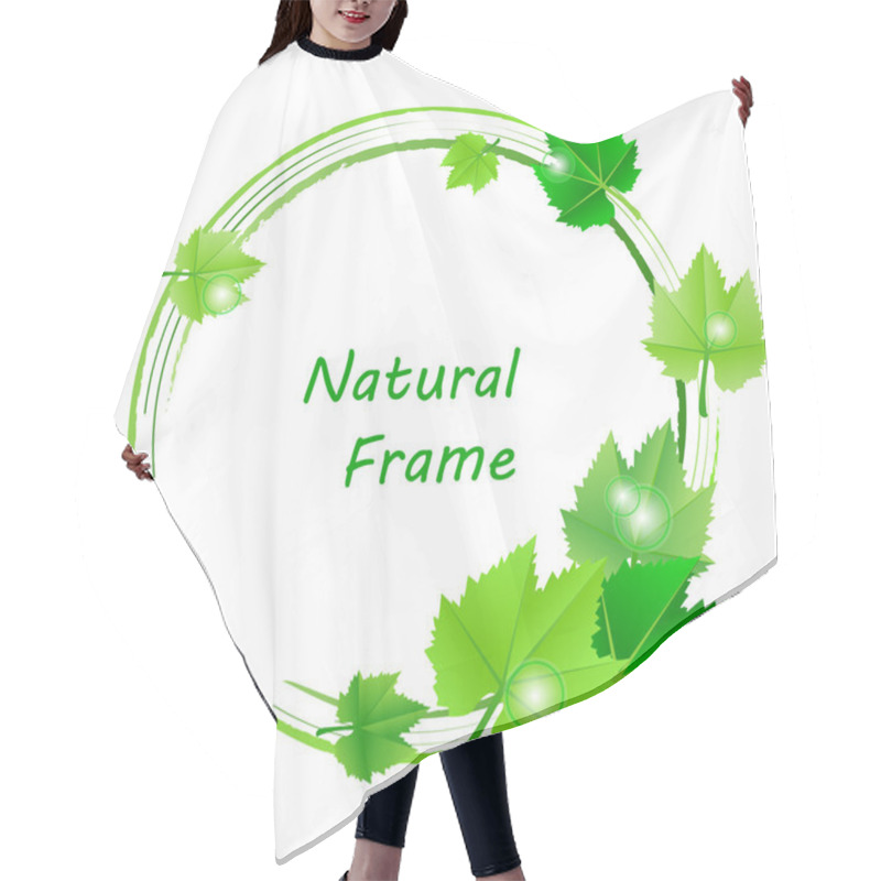 Personality  Vector Frame With Green Leaves Hair Cutting Cape