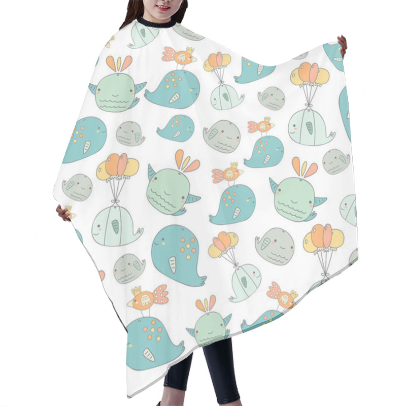 Personality  Cute Whales Seamless Pattern Hair Cutting Cape