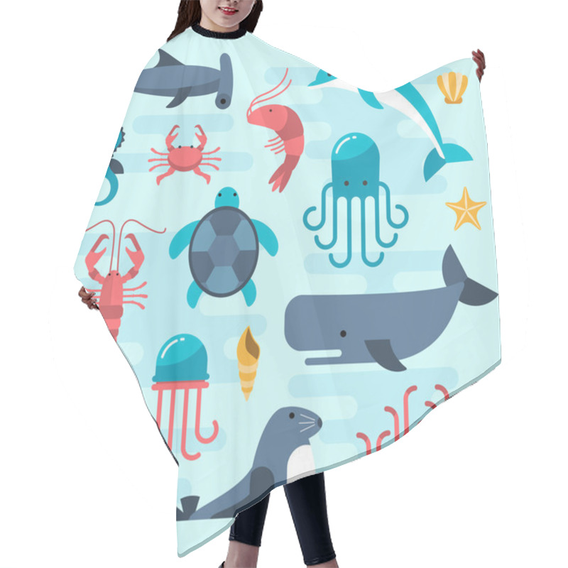 Personality  Set Of Beautiful Flat Sea Life Hair Cutting Cape