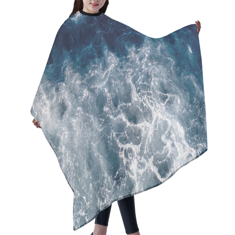 Personality  Top Down Aerial View Of Sea Water Surface. White Foam Waves Texture As Natural Background. Hair Cutting Cape