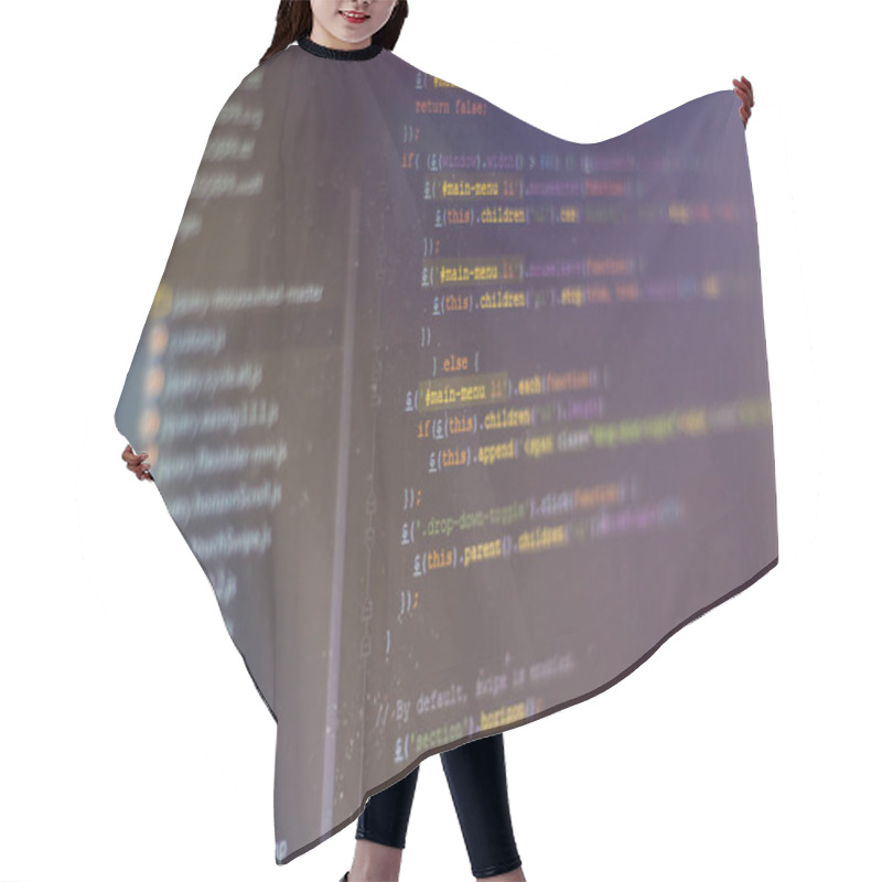 Personality  Programming Code Abstract Screen Of Software Developer Hair Cutting Cape