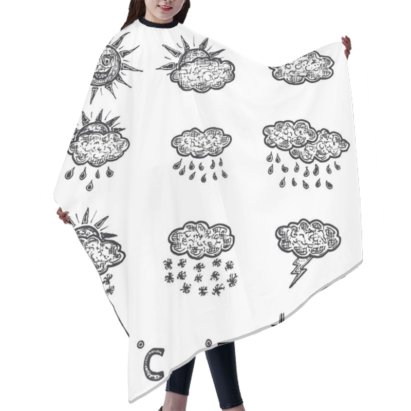 Personality  Hand Drawn Set Of Weather Icons Hair Cutting Cape