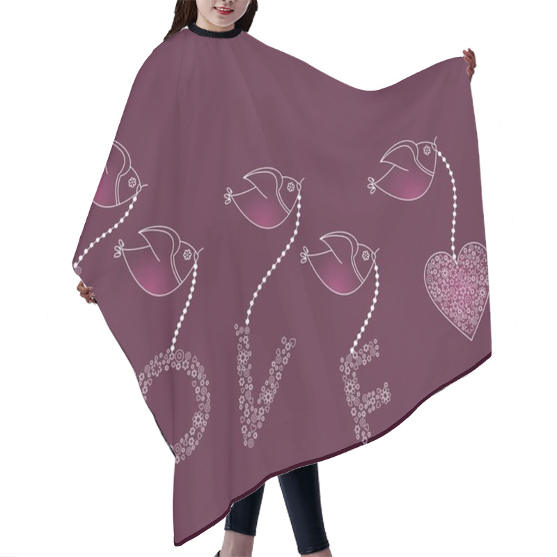 Personality  Abstract Pink Birds With A Letters Hair Cutting Cape