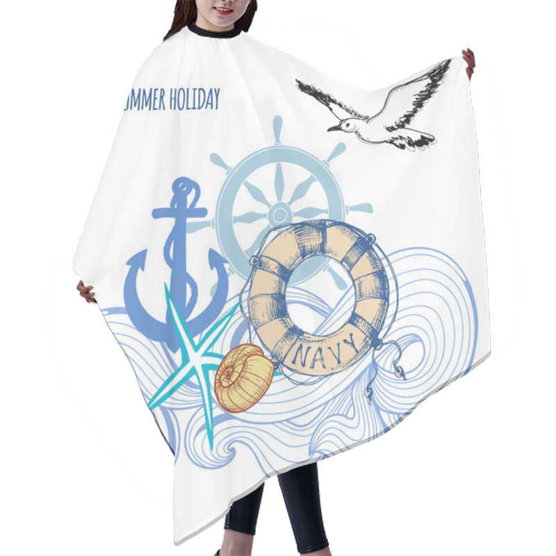 Personality  Sailing Background, Summer Sea Holiday Design Hair Cutting Cape