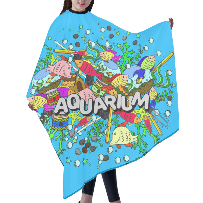 Personality  Aquarium Vector Illustration Hair Cutting Cape