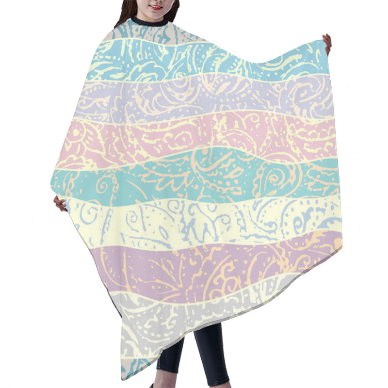 Personality  Grunge Paisley Pattern In Collage Patchwork Style. Hair Cutting Cape