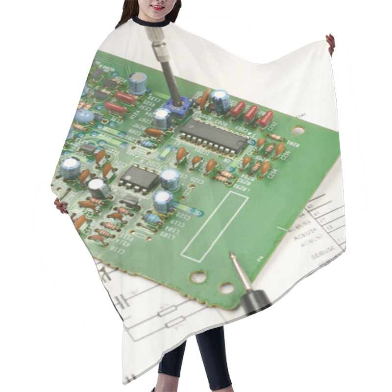 Personality  Printed Circuit Board Hair Cutting Cape