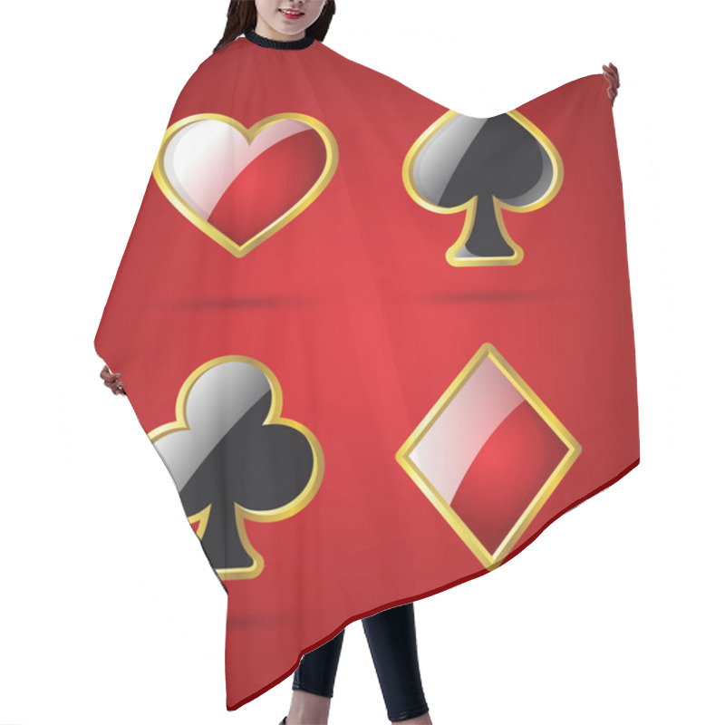 Personality  Poker Card Suits - Modern Vector Isolated Clip Art Hair Cutting Cape