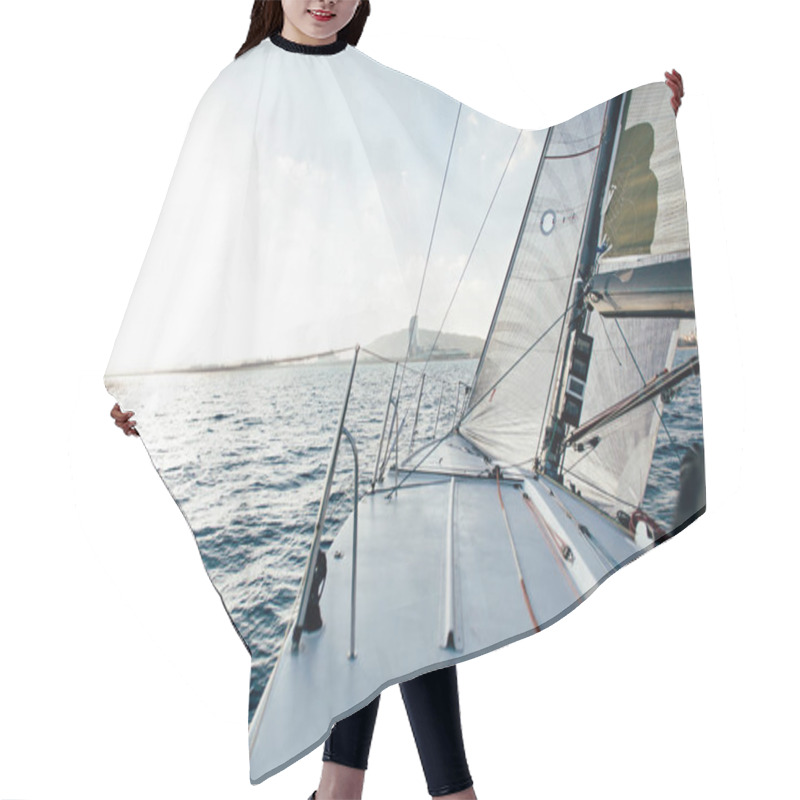 Personality  Sailing Yacht Boat Going Forward In Sea Hair Cutting Cape