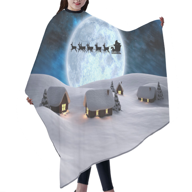 Personality  Silhouette Of Santa And Reindeer Hair Cutting Cape