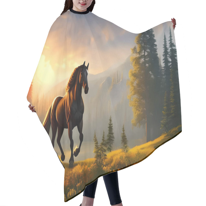 Personality  Beautiful Horse In A Fairy-tale Forest, Illustration. Vector Illustration Hair Cutting Cape