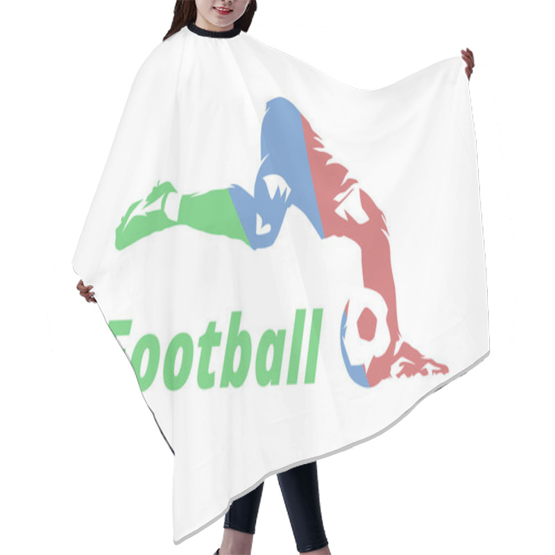 Personality  Football, Soccer Player Kicking Ball. Football Theme, Isolated Vector Silhouette Hair Cutting Cape