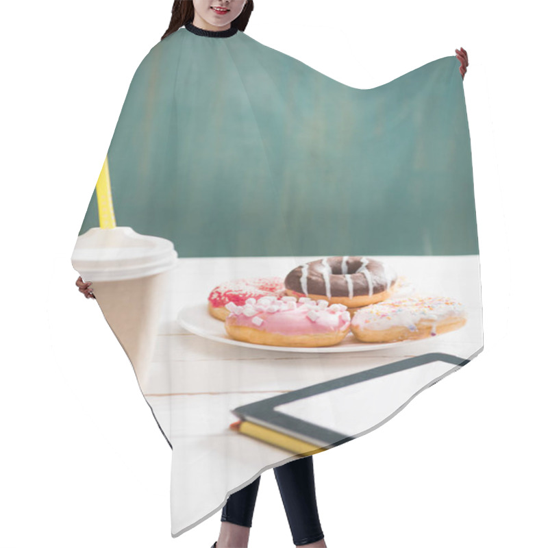 Personality  Breakfast With Coffee And Donuts Hair Cutting Cape