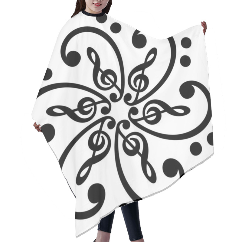 Personality  Music Mandala - Bass & Treble Clef Hair Cutting Cape