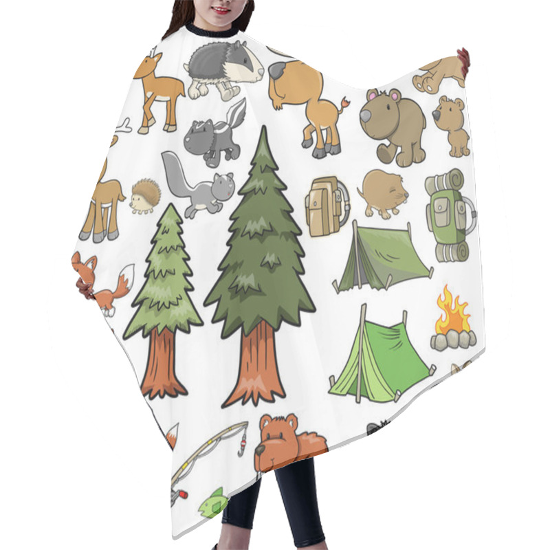 Personality  Outdoors Wildlife Camping Vector Design Elements Set Hair Cutting Cape