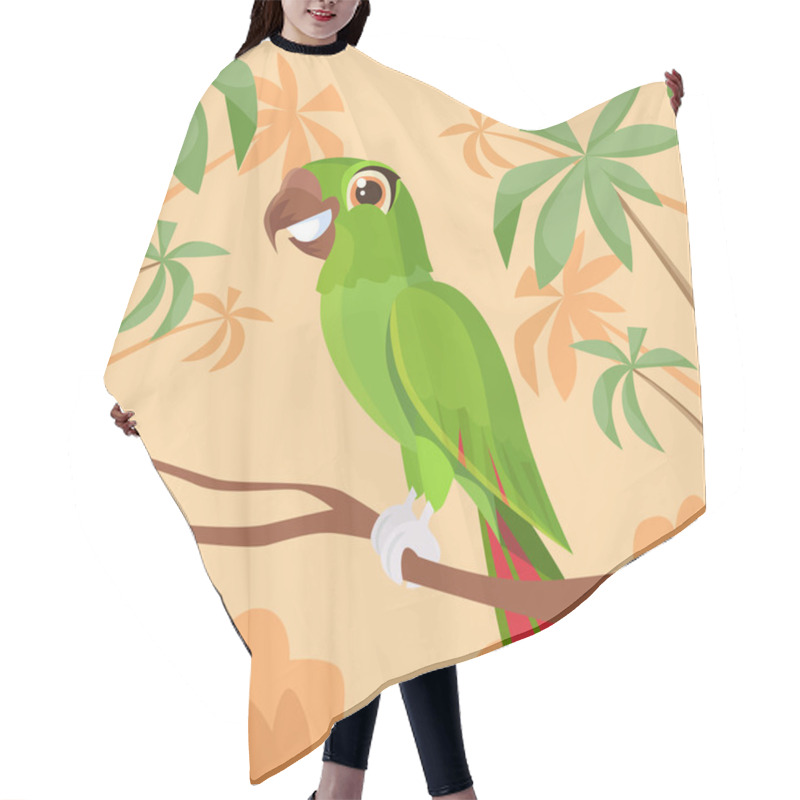 Personality  Parrot Sitting On Tree Branch Hair Cutting Cape