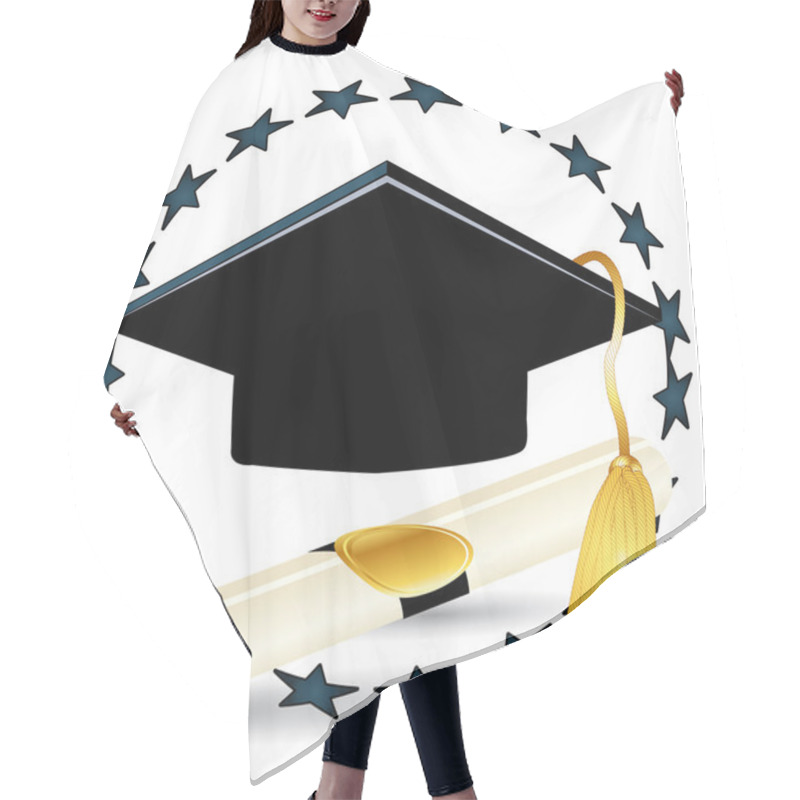 Personality  Graduation Vector Illustration Hair Cutting Cape