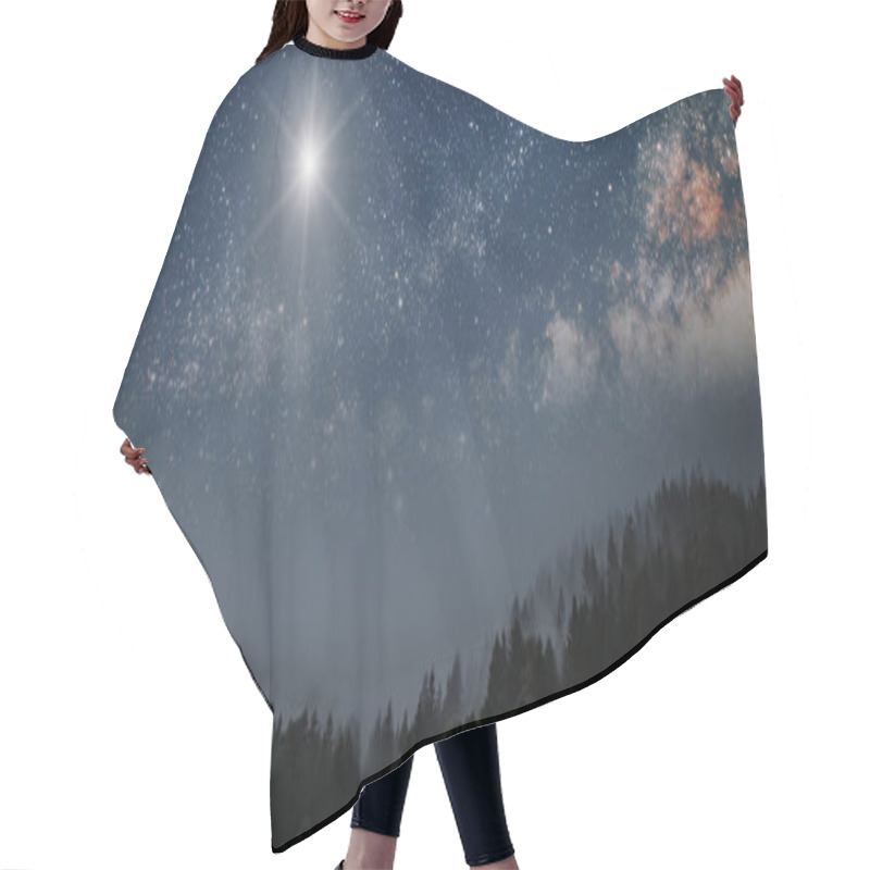 Personality  The Moon Shines On The Christmas Eve Of Jesus Christ. Hair Cutting Cape