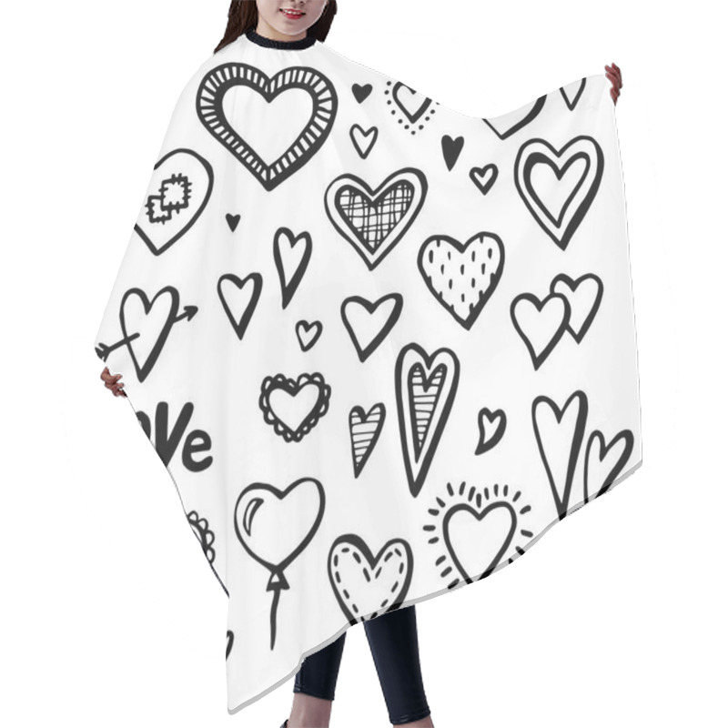 Personality  Hand Drawn Hearts Set Of Design Elements. Vector Illustration. Valentine Hearts Hair Cutting Cape