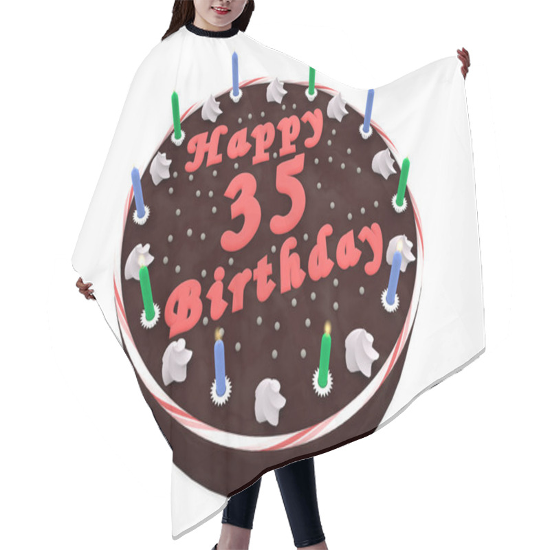 Personality  Chocolate Cake For 35th Birthday Hair Cutting Cape