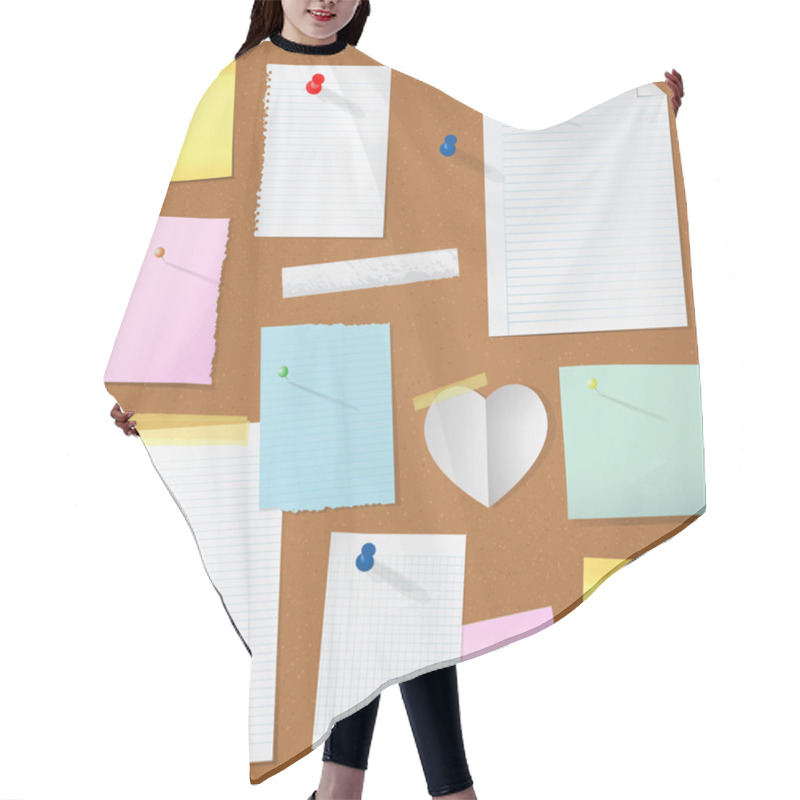 Personality  Illustration Paper Notes On Cork Board Hair Cutting Cape